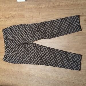 Banana Republic Womens Camden Pant Jacquard Diamond Geographic Black Tan Size 4